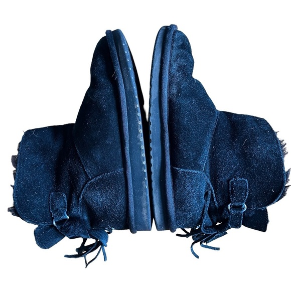 UGG Koolaburra‎ Jaelyn Mini Boots Leather Tassel Fringe Size 7 Black 1096412 - Picture 5 of 10